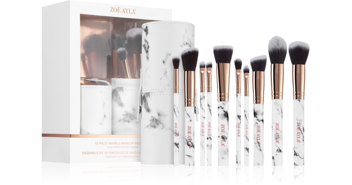 Zoë Ayla Makeup Set Marble 10 Piece Brush Set with Case